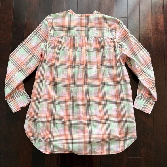 Lands' End Women’s Button Tunic Blouse Flannel Size L Plaid Pockets Easter Long - Picture 6 of 9